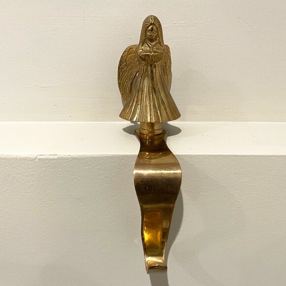 Vintage Brass Angel Stocking Hanger Hook - Picture 1 of 5